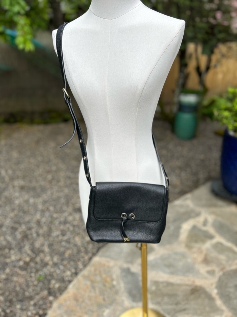Talbots Classic Black Leather Crossbody Bag